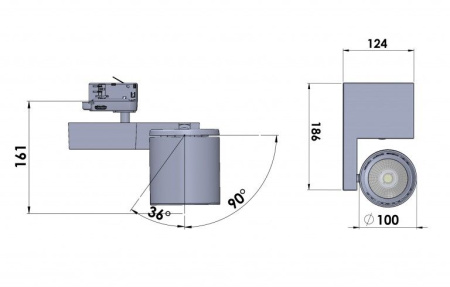 Трековый светильник Alert Led 3000К серый  (с блоком управления DALI)